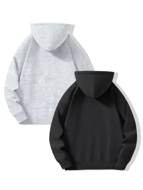 🌟2-Piece Boys & Girls Grey & Black Zip Hoodies - Sporty Comfort for Active Kids! 🧥👦👧