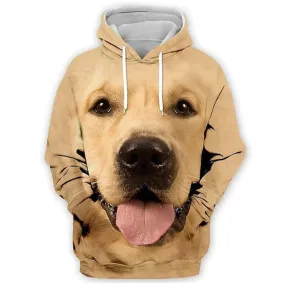 3D Graphic Printed Yellow Dog Hoodies