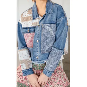 Denim Jacket with Patchwork and  Pockets