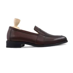 Inteus - Men's Dark Brown Calf Leather Loafer