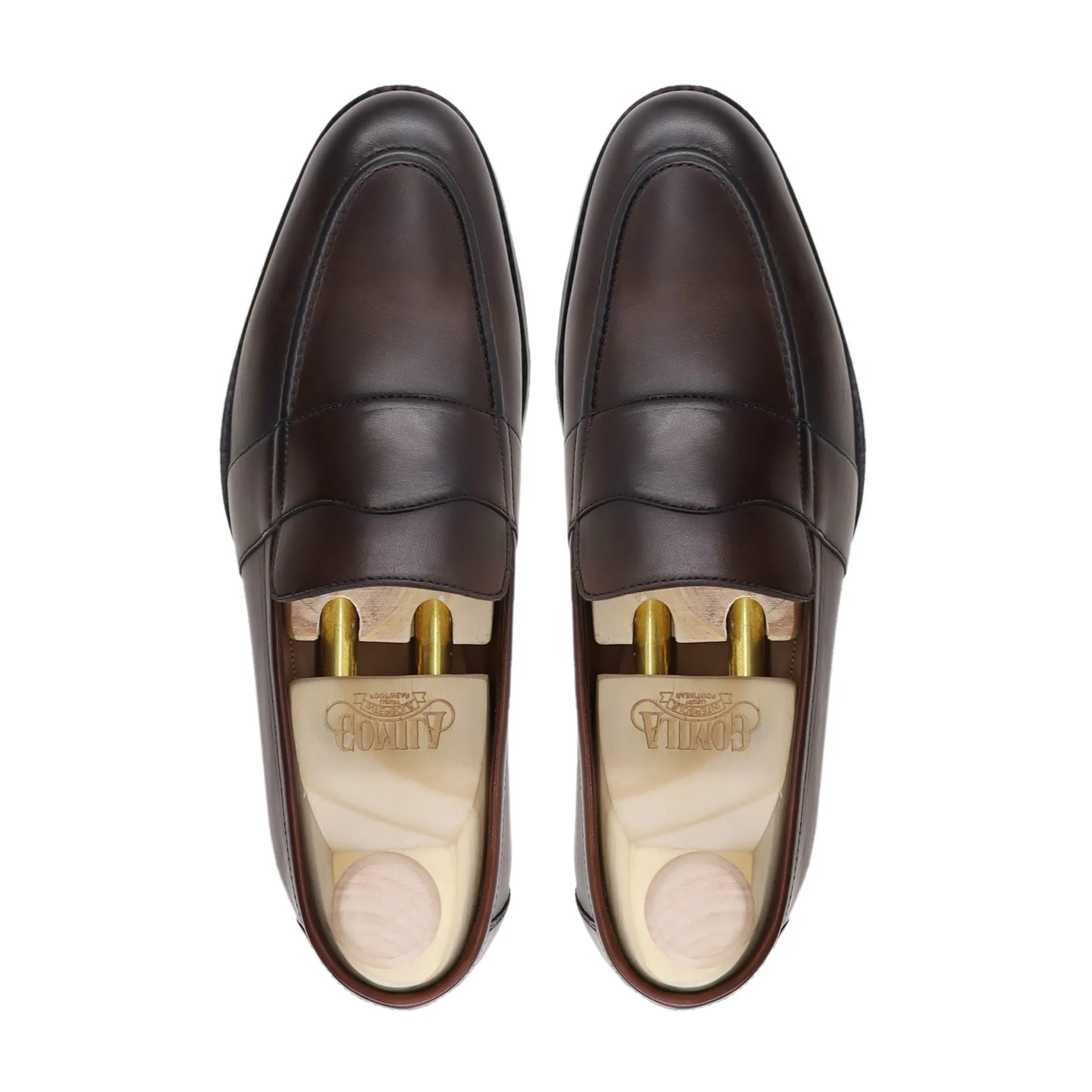 Inteus - Men's Dark Brown Calf Leather Loafer