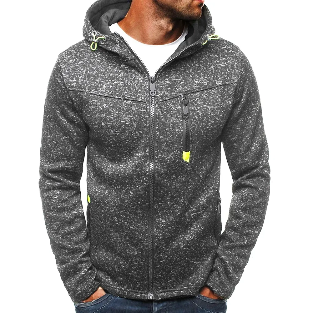 Nice Vogue Men oodies Solid Color Hooded Jacket Zippered Long Sleeve Coat Sweatshirt Top For Men's Hoodies Clothing