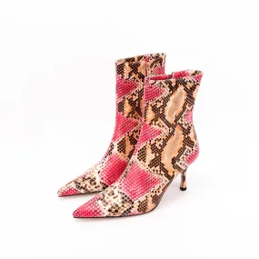 Snakeskin Pointed Toe Thin Heel Ankle-Boots